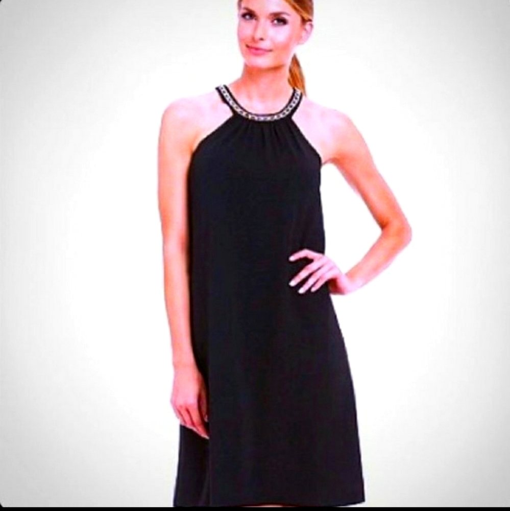 Calvin Klein black gold chain halter dress *6*